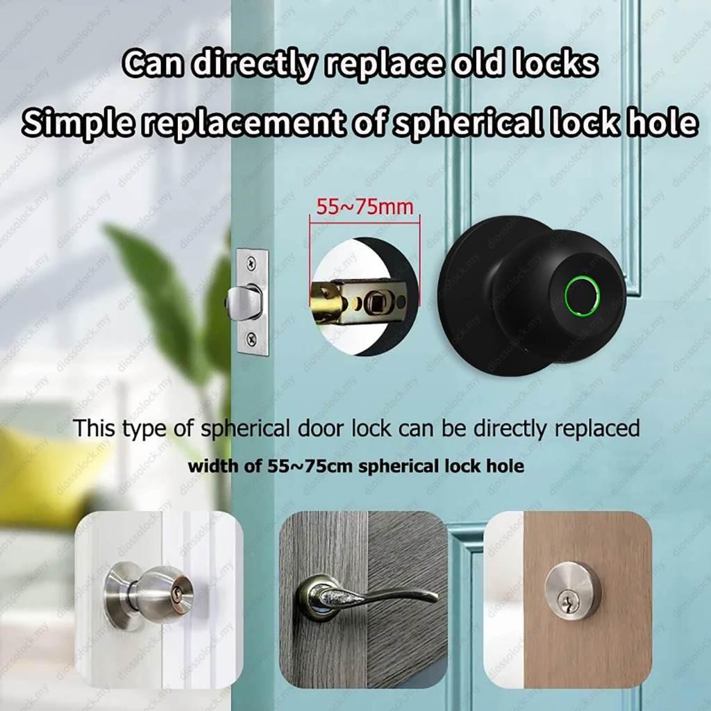 Inteligentny TUYA Bluetooth Cylindryczny Automatyczny Cyfrowy Zamek do Drzwi z Pokrętłem Do Domu Antywłamaniowy Bezkluczykowy na Odcisk Palca Biuro Sypialnia Mieszkanie