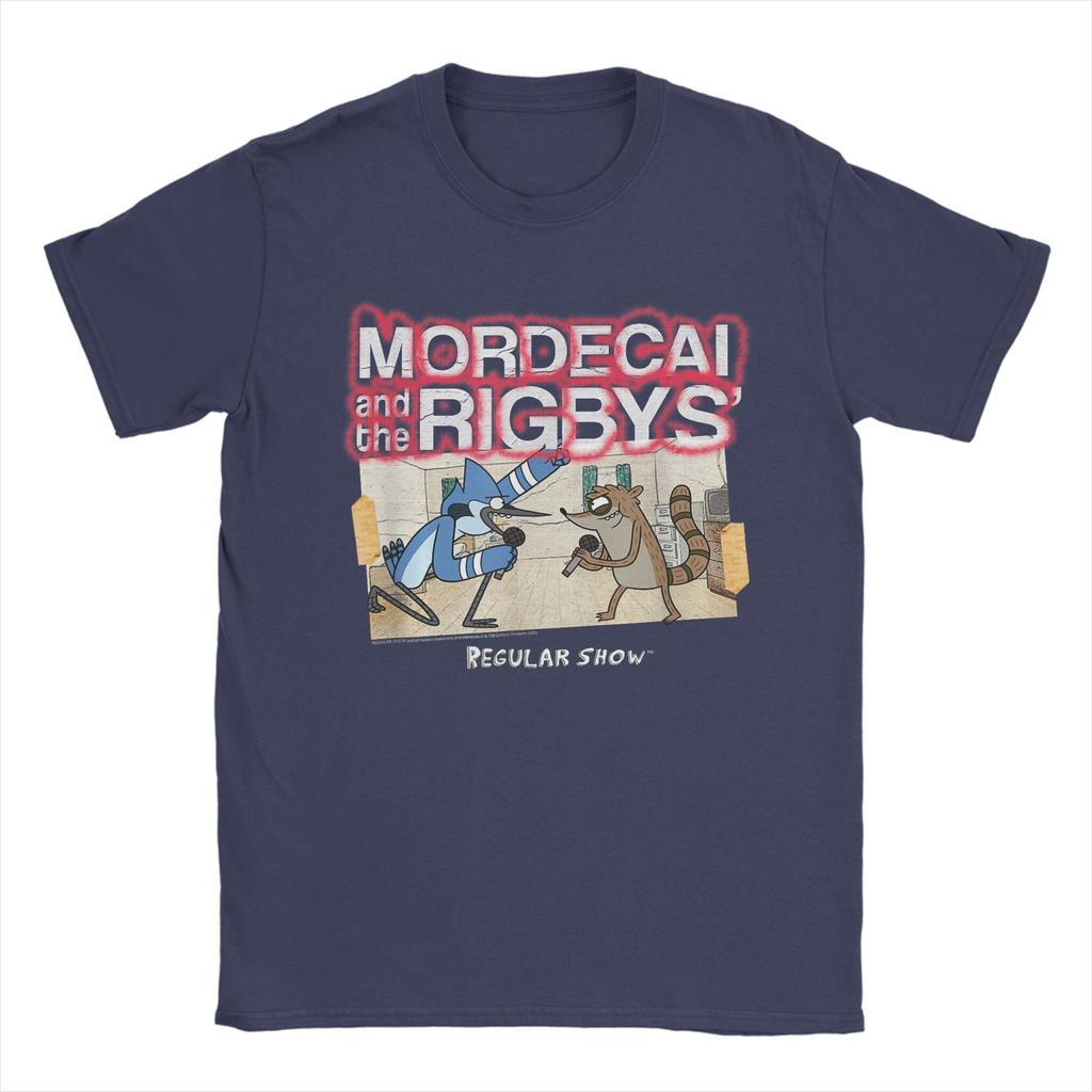 T-shirt Uomo Regular Show Mordecai and The Rigbys Band Creative 100% Cotone Girocollo Manica Corta Magliette Taglie Forti