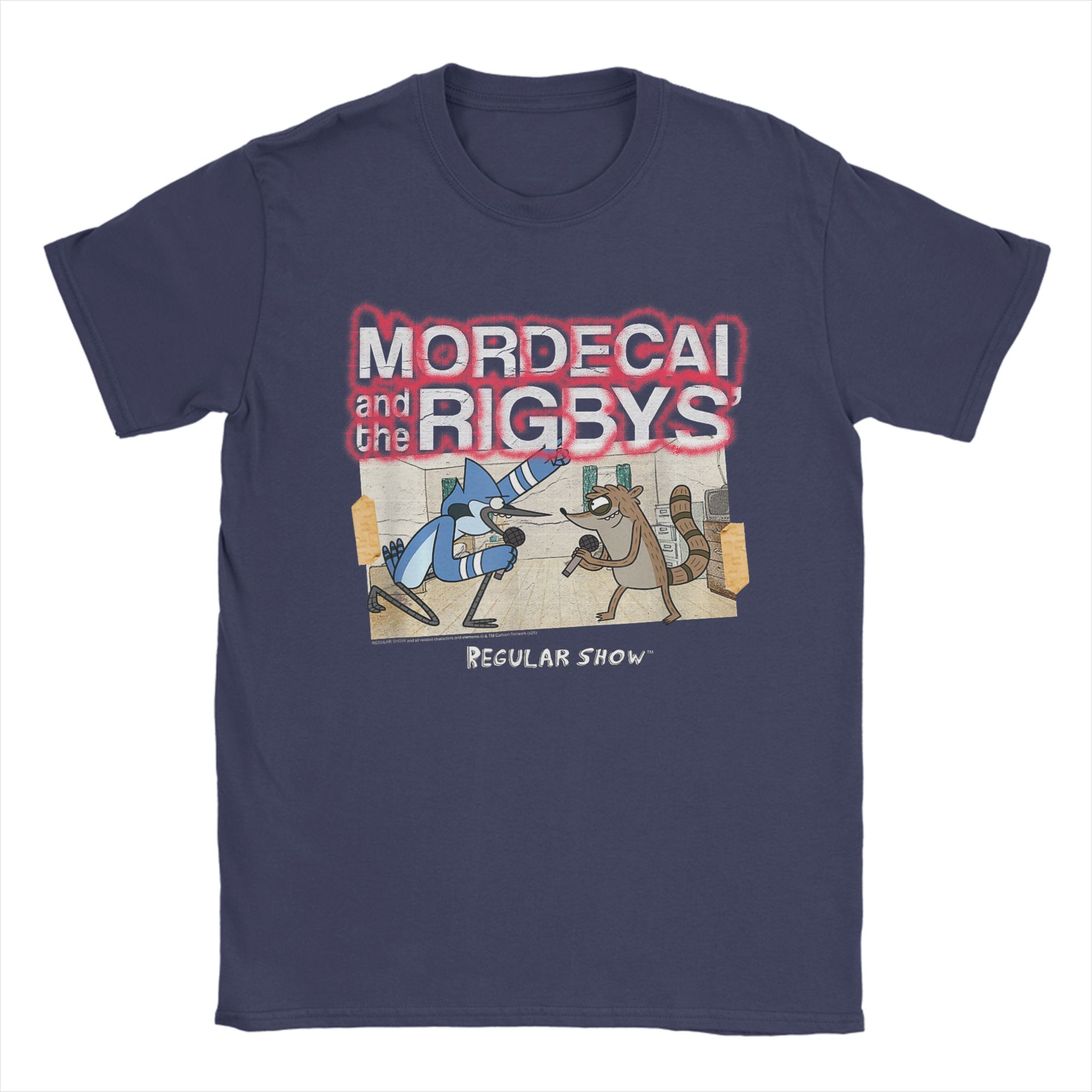

Regular Show Mordecai and The Rigbys Band TShirts Men Creative 100 Cotton Tees O Neck Short Sleeve T Shirt Plus Size Tops 4XL