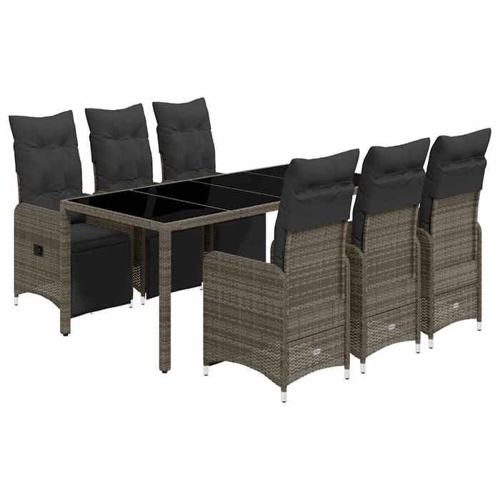VidaXL Ensemble de bistro de jardin 7 pcs coussins gris poly rotin 3277169
