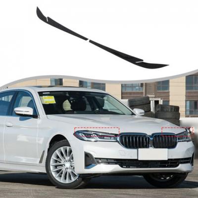 Glossy Black Front Headlight Eyebrow Trim Sticker For BMW 5 Series G30 G31 18-23