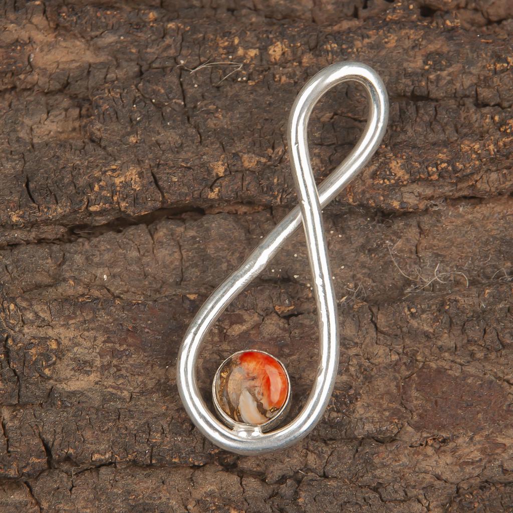 Orange Copper Turquoise Gemstone Jewelry, 925 Sterling Silver Pendant, Handmade Balancing Pendant Gift For Activists