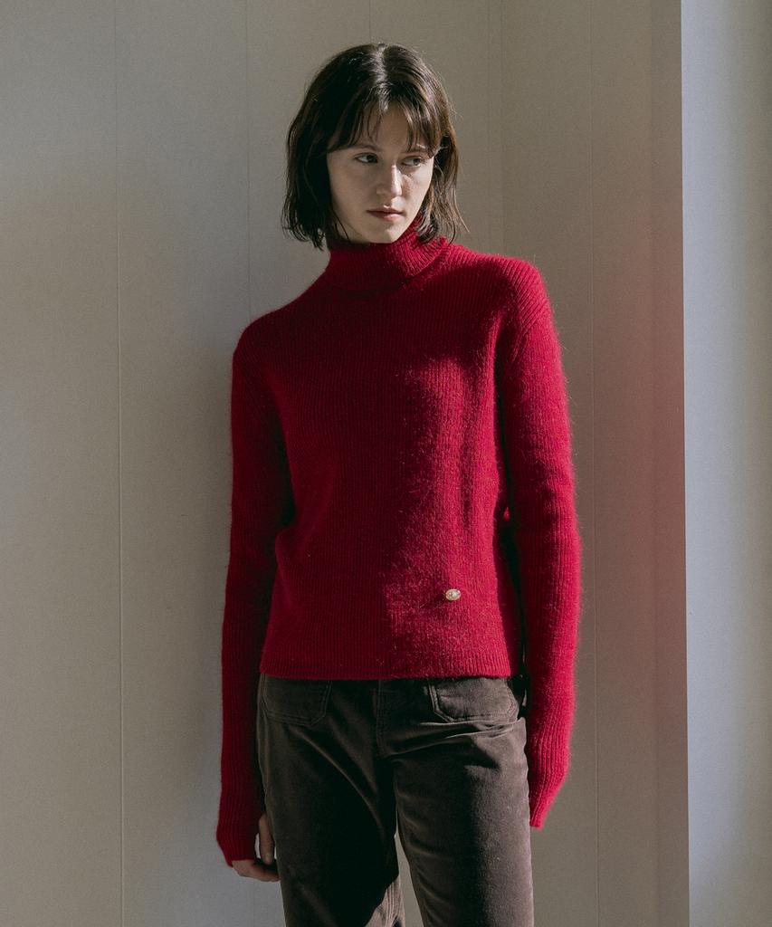 Banwonateullie Kn4257 Angora Turtleneck Knit_Red