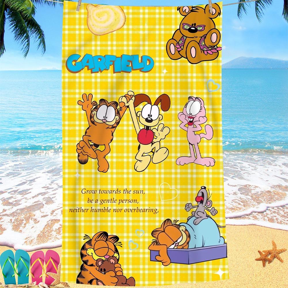 Lazy Days Start Here! 3D G-Garfield Beach Towel, Quick Dry Soft Microfiber Swimming Towel, Lightweight Gift for Teens Kids
