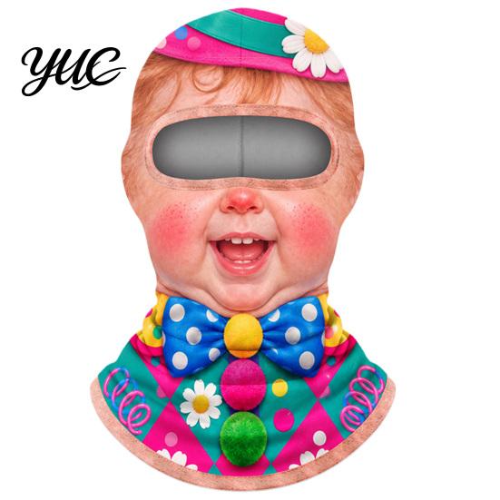 Funny Face Balaclava Baby Mask, Breathable Ice Silk Cover, Anti-Slip Covering Full Protection Neck Gaiter for Outdoor Cycling Riding Sun Mask