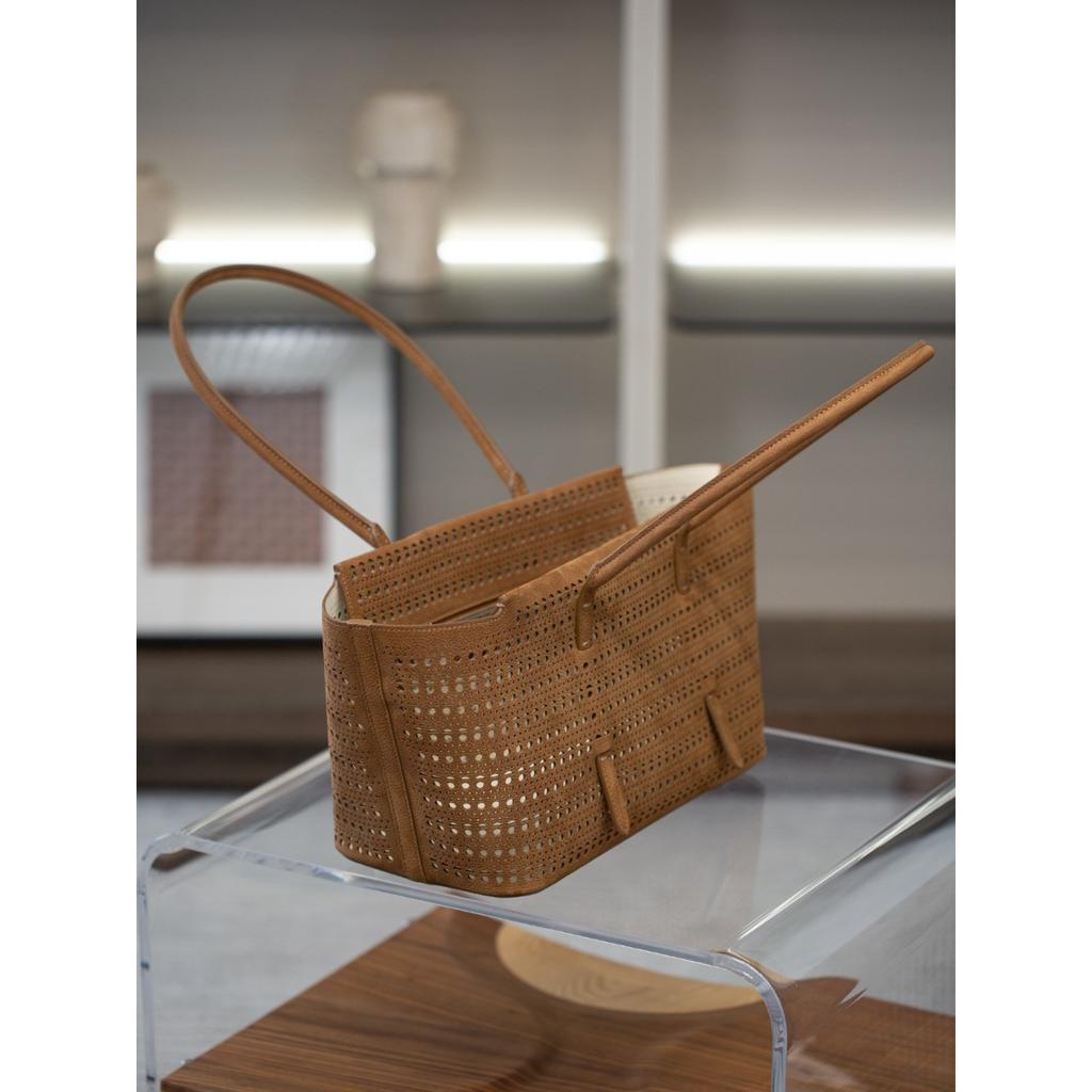 Kazylan Mina Neo matte tote commuter versatile large capacity cut-out handbag basket woven women's bag