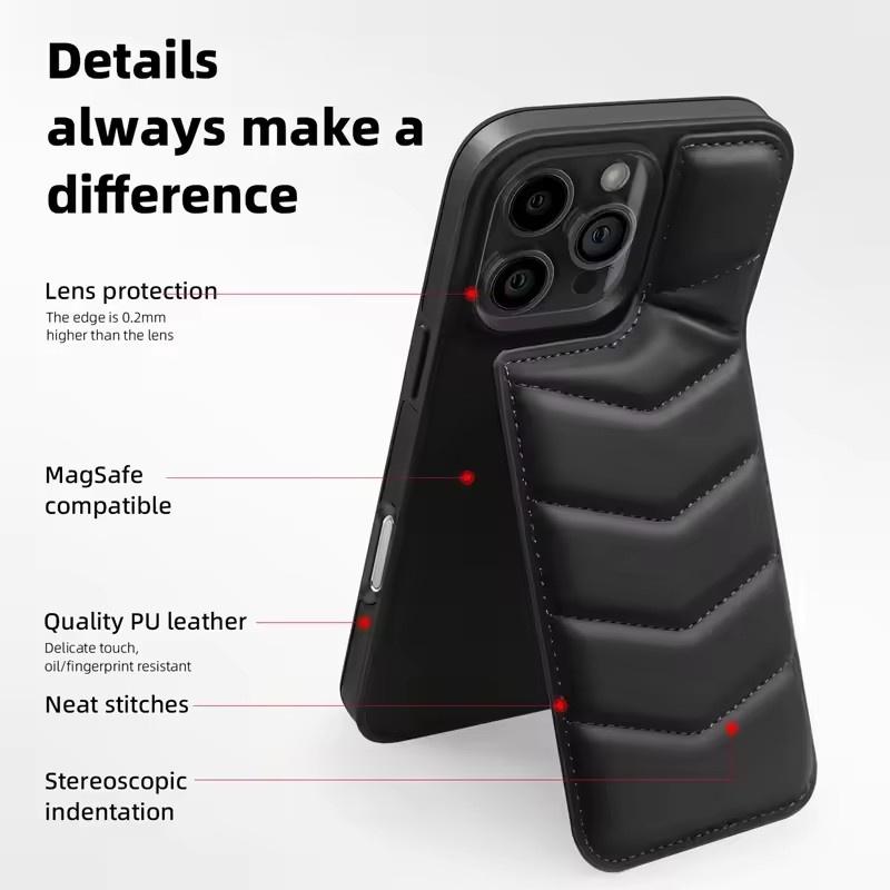 Leather Wallet Cards Case MagSafe Phone Cover For iPhone16 15 14 Plus 13 12 11 Pro Max Holder Magnetic Charging Protective Cover