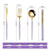Ru Han Purple Gold Long Handle Stainless Steel 4-Piece Cutlery Set