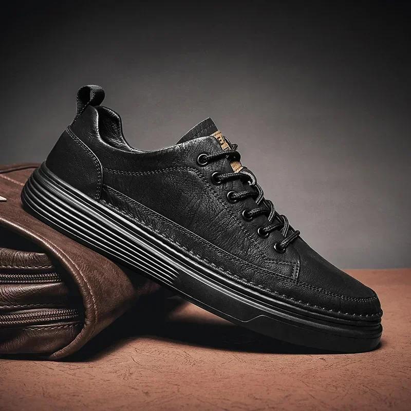 Fashion Men Casual Shoes Outdoor PU Leather Breathable Comfortable Lace-up Men's Shoes Summer Men Sneaker Male Loafers Tenis