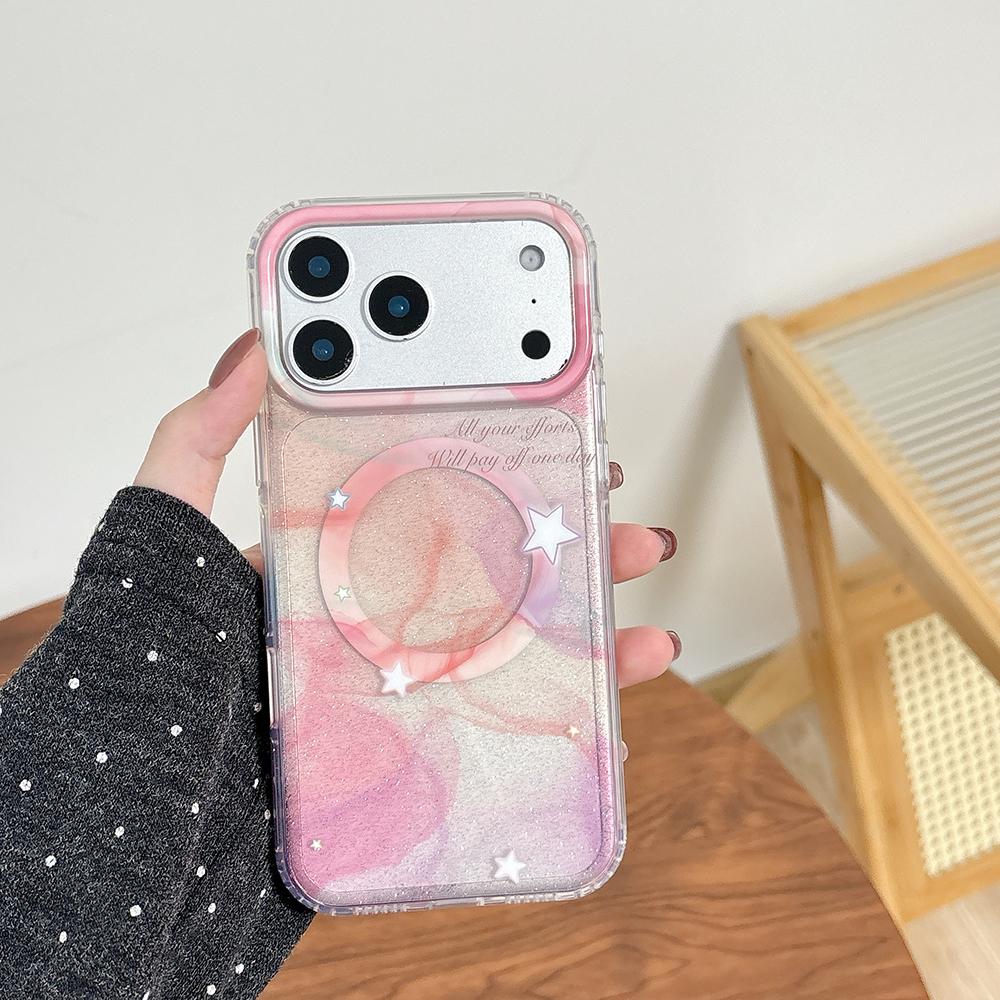 

For Magsafe Magnetic Gradient Color Clear Phone Case for iPhone 14 16 15 17 Pro Max 17 17pro Wireless Charging Cute Star Cover iPhone 14