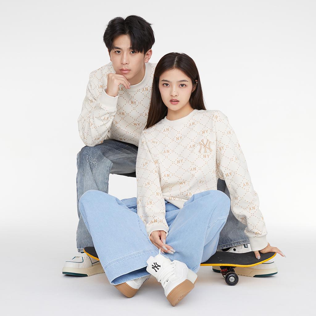 New MLB Sweatshirts Unisex Cream 3AMTM0134-50CRD