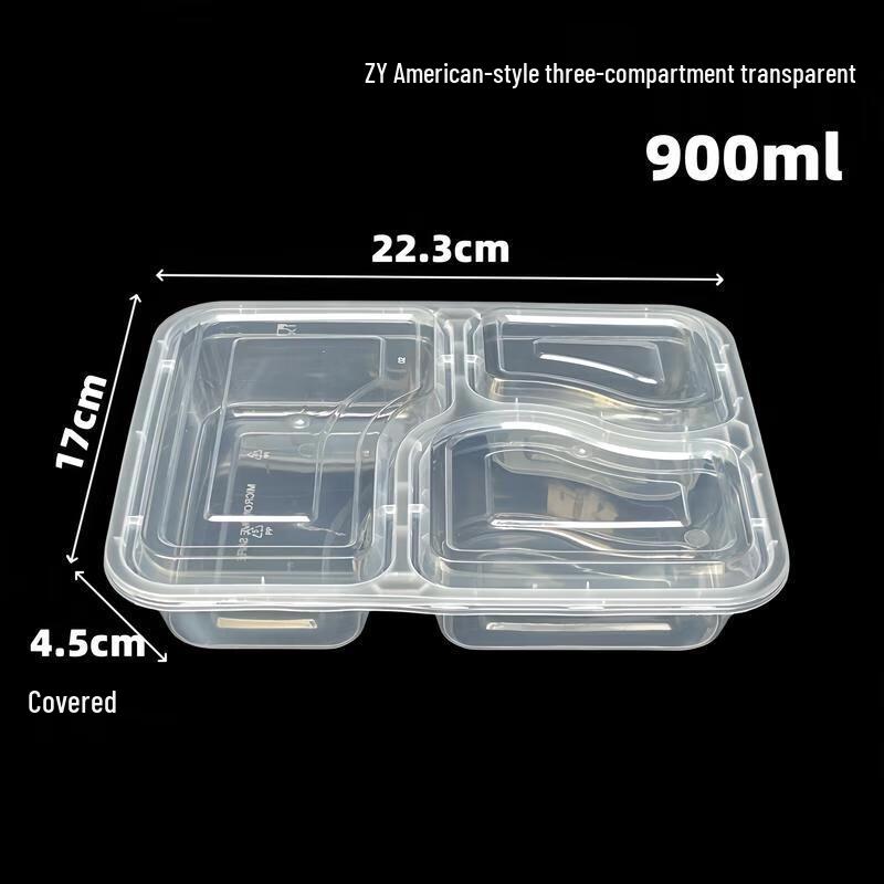 

HANDUNYOU Disposable 3-Compartment Takeaway Containers