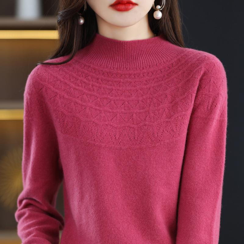 Women's Half Turtleneck Sweater, Qinghe Cashmere, 30% Cashmere 70% Wool, Winter Knitted Pullover Autumn Sweater Cashmere Sweater