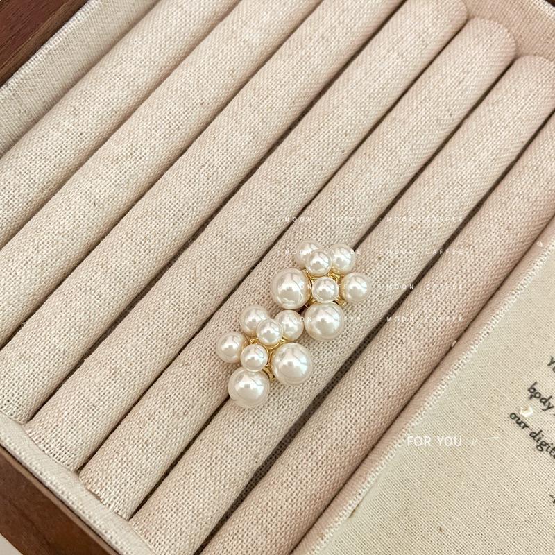 

925 Silver Asymmetrical Pearl Fireworks Earrings - Women s Vintage French Style