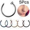5PCS Fashion Stainless Steel Nose Rings Lip Ring Sexy Faux Septum Rings Fake Piercing Women Man Unisex Earring Studs Jewelry