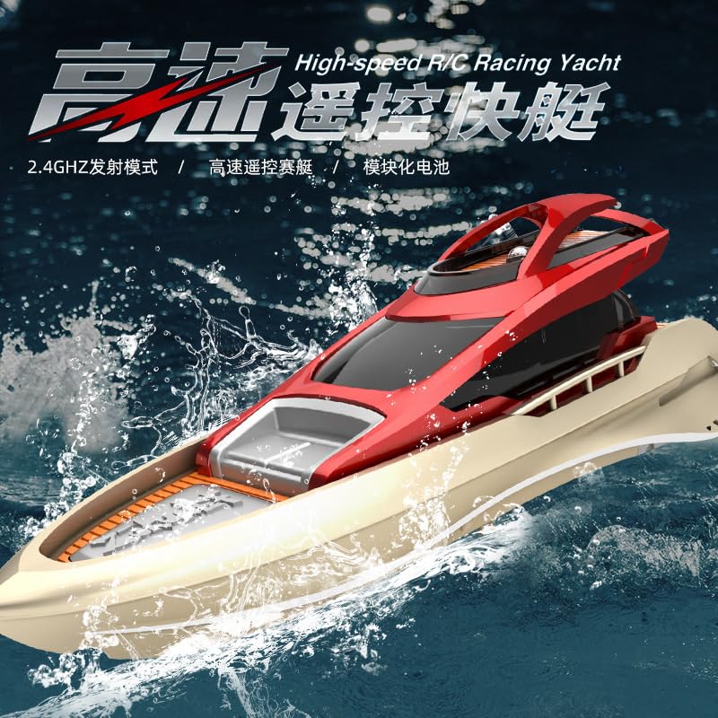 7JI Mini RC Boot Schiff RC Schnellboot Hochgeschwindigkeitsyacht Kinder RC Spielzeug USB Aufladung Badespielzeug Drahtlose Steuerung Wasserdichtes Spielzeug Geburtstagsgeschenk Blau