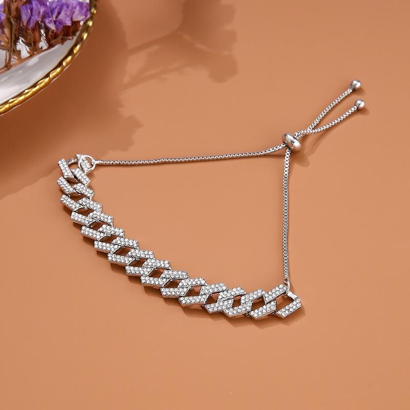 Elegant Rhinestone Cuban Link Bracelet/anklet for Women