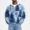 Men's Fall Winter Flannel Christmas Print Sweatshirt for Casual and Holiday Wear