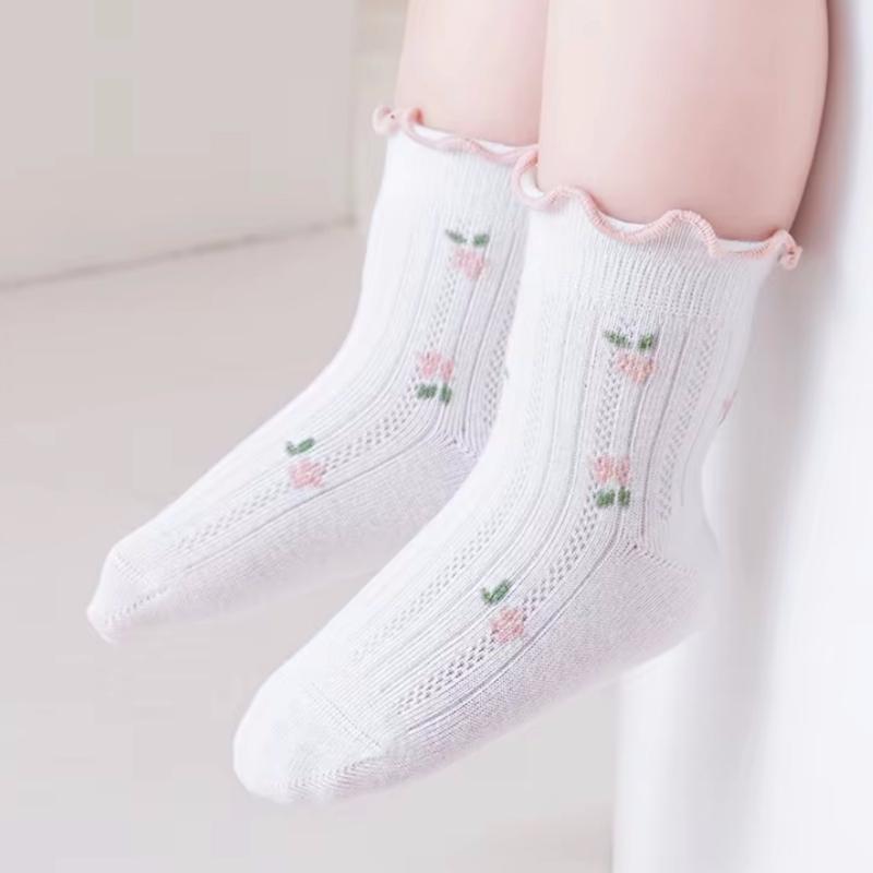 3Pairs/Set Baby Girls Socks Summer Thin Mesh Kids Girl Frilly Lace Socks Cotton Children Dance Princess Sock Spring Summer 0-5Y