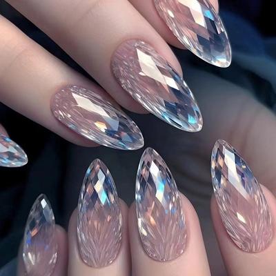 15PCS Almond Shaped Nail Tip, Medium Length Design, Gradient Gloss