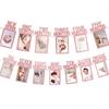 Vintage Photo Frame Garland for 1st Birthday Bunting 12 Pocket Milestone Banner for Baby First Birthday Party Decor Photo Wall Hanging for Nursery