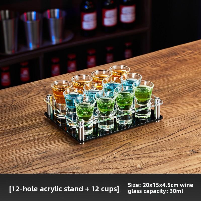 Glass Shot Cups Set with Stand Whiskey Cocktail Bomber Shot Glasses for Party Bar