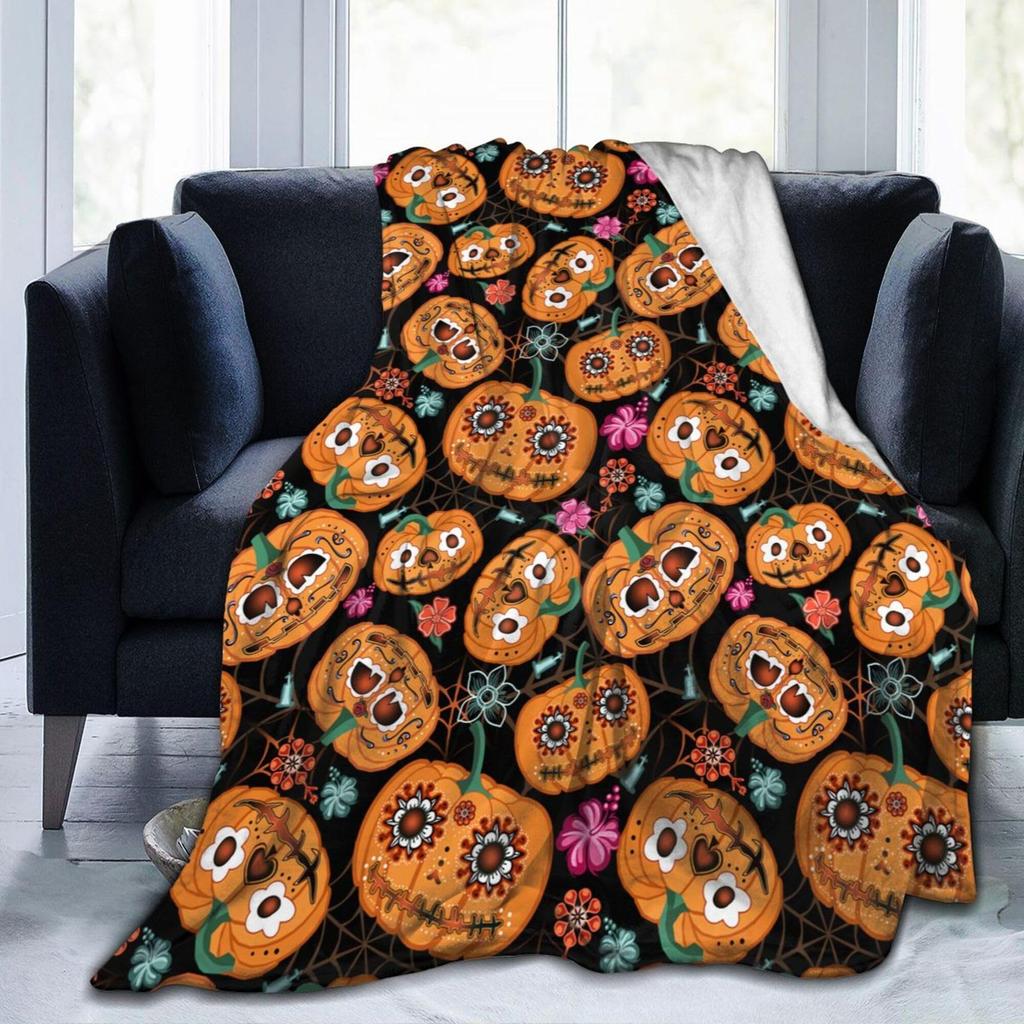 Vintage Day of the Dead Printed Flannel Blanket All Seasons Skull Digital Printed Blanket