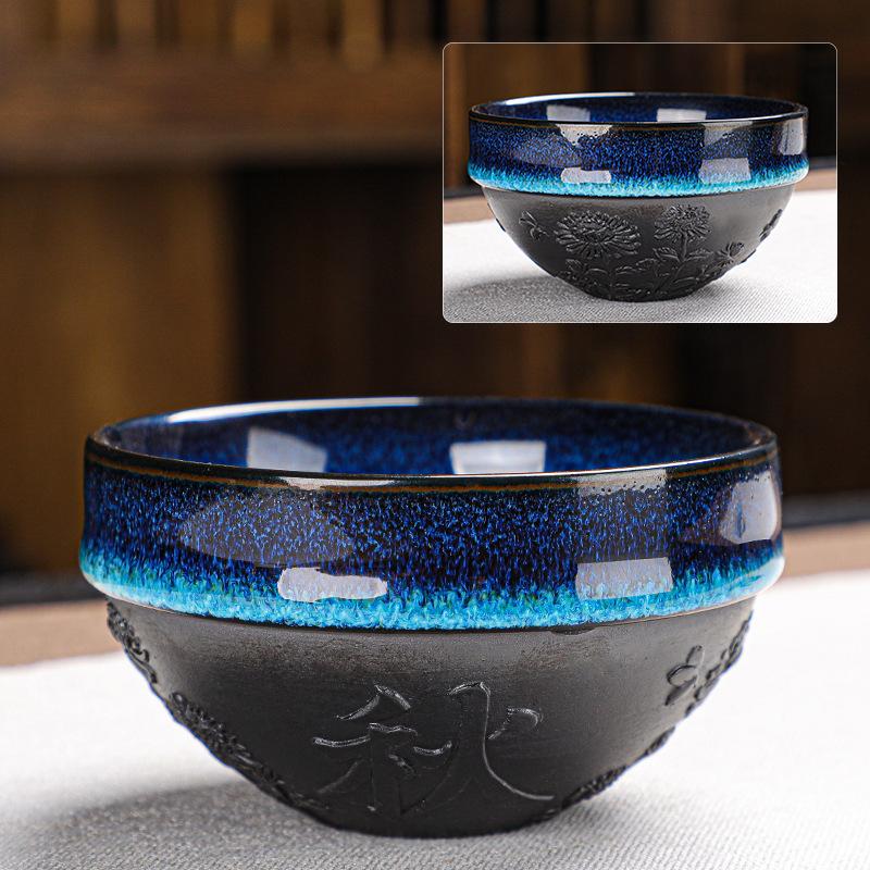 Tianmu Glaze Small Tea Cup Ceramic Tea Bowl Kiln Change Four Seasons Kung Fu Jian Cup Household Single Cup Master Cup Tasting Cu