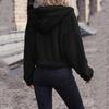 Women's Short-Length Fashion Jacket Fur-Trimmed Soft Hooded Sweatshirt Zip-Up Fleece Jacket Casual Stylish Outerwear