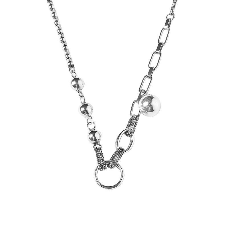 S925 Silver Retro Circle Necklace – Women's Elegant Clavicle Chain, Light Luxury Trendy Sweater Accessory