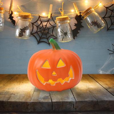 Halloween Decoration LED Bedside Lamp, Illuminated Pumpkin for Porch