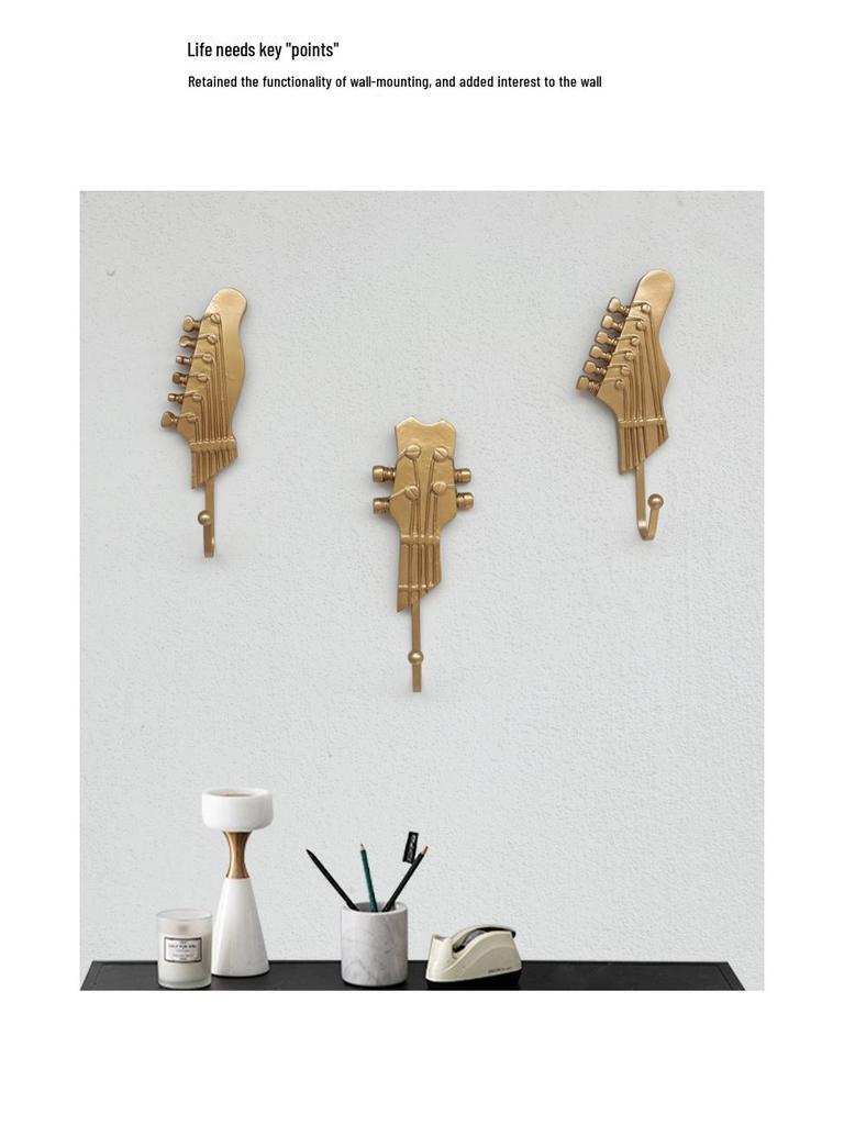 Nordic Music-Themed Guitar Wall Hooks - Set of 3 Resin Crafts