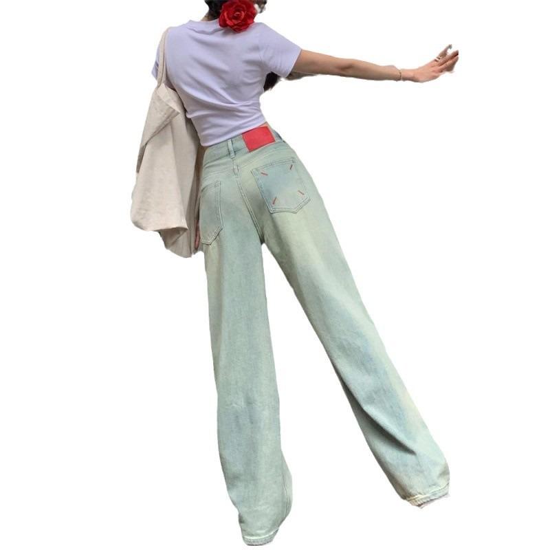 Wide-leg jeans spring and summer thin new style loose high waist narrow version straight tall pants women