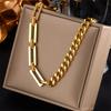 Stainless Steel Punk Hip Hop Heart Square Circle Pendant Necklace for Women Fashion Edgy Minimalist Jewelry Gift