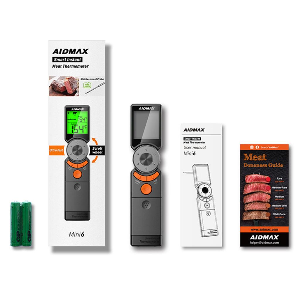 Meat Thermometer with Stainless Probe Waterproof Food Thermometer for Cooking Baking Liquid Candy Grilling BBQ Air Fryer