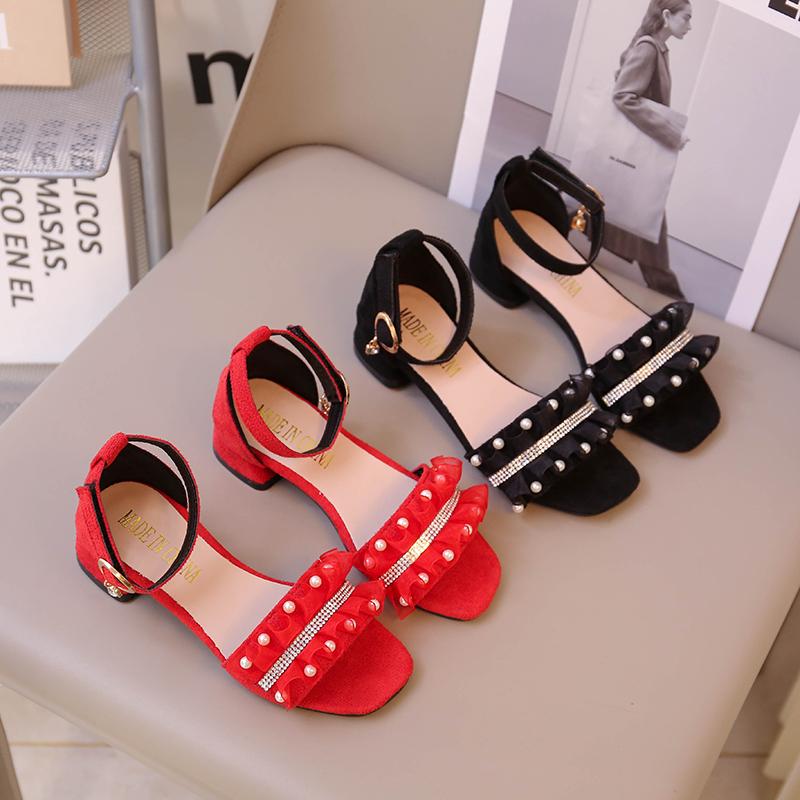 Cheap Girls Sandals Summer Shoes Cute Pearls Roman Shoes Black Beading  Open-toe Kids Fashion Girls Party Sandals Kids Shoes Chic | Joom