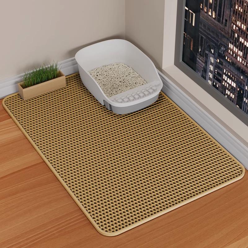 

Очень большой коврик для кошачьего туалета из ЭВА: Двухслойный, Не отслеживающий, Защищающий от брызг, Моющийся коврик для контроля песка. Khaki