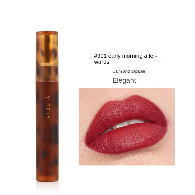 VIBELY Matte Amber Lip Glaze Non-Stick Lipstick Amber Leopard Lip Glaze