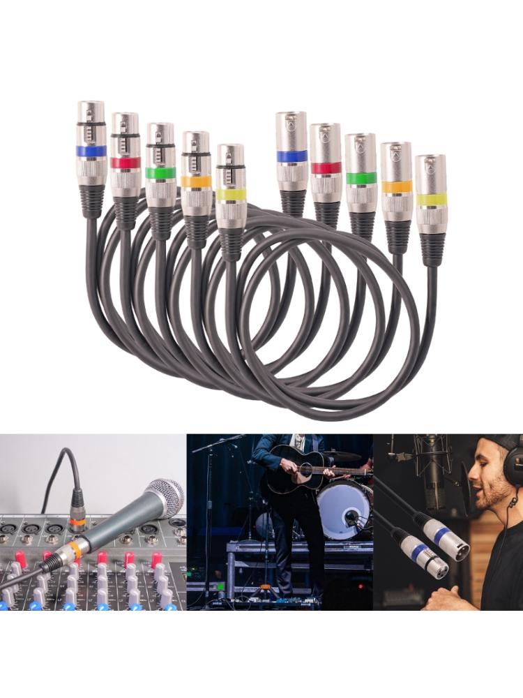 5pcs Professional R Male to Female Microphone Cable 3Pin R  Microphone Cable for -Stage Light Turn around