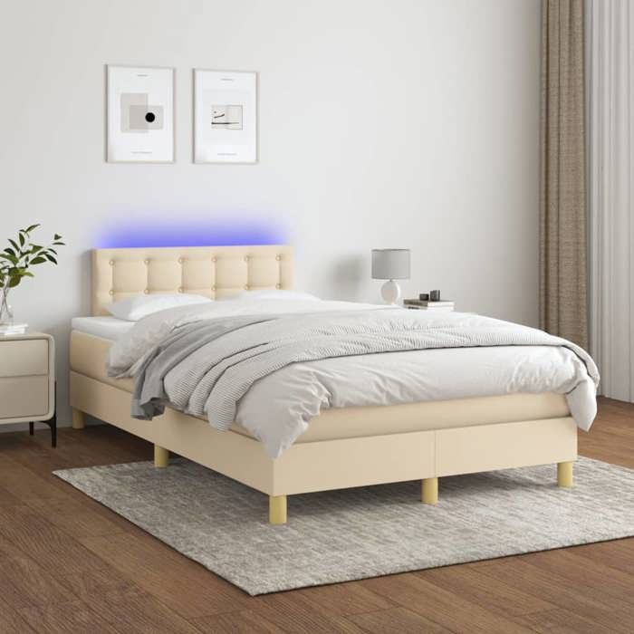 VidaXL Slat Bed Base with Mattress and LED, Upholstered Bed, Double Bed, Adult Bed for Interior Bedroom, 3134026