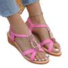 String Bead Casual Modern Sandals Summer Elastic Band 2025 High Quality Women's Shoes Hot Sale Peep Toe Wedge Women's Sandals