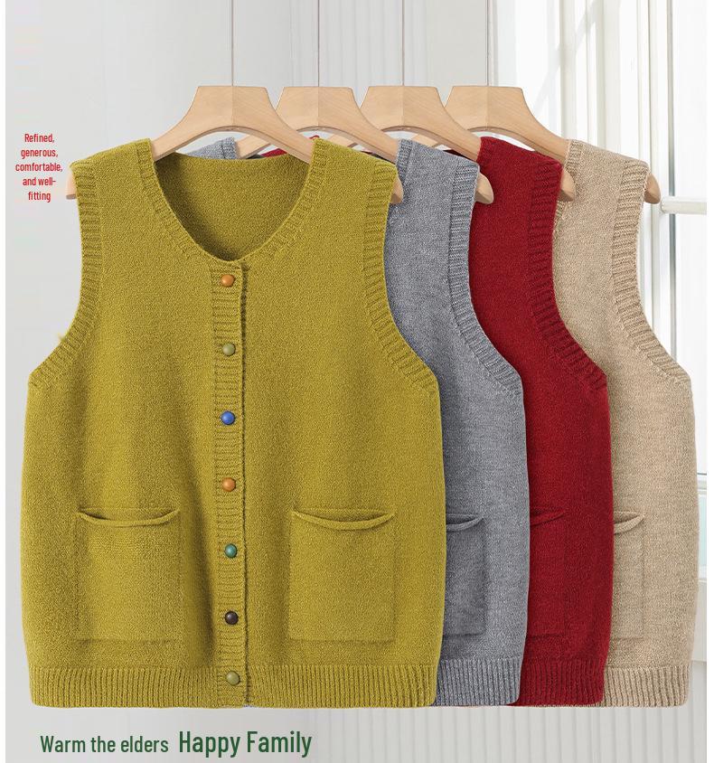 Women's Plus Velvet Warm Cardigans for Middle-aged and Elderly - Autumn/Winter