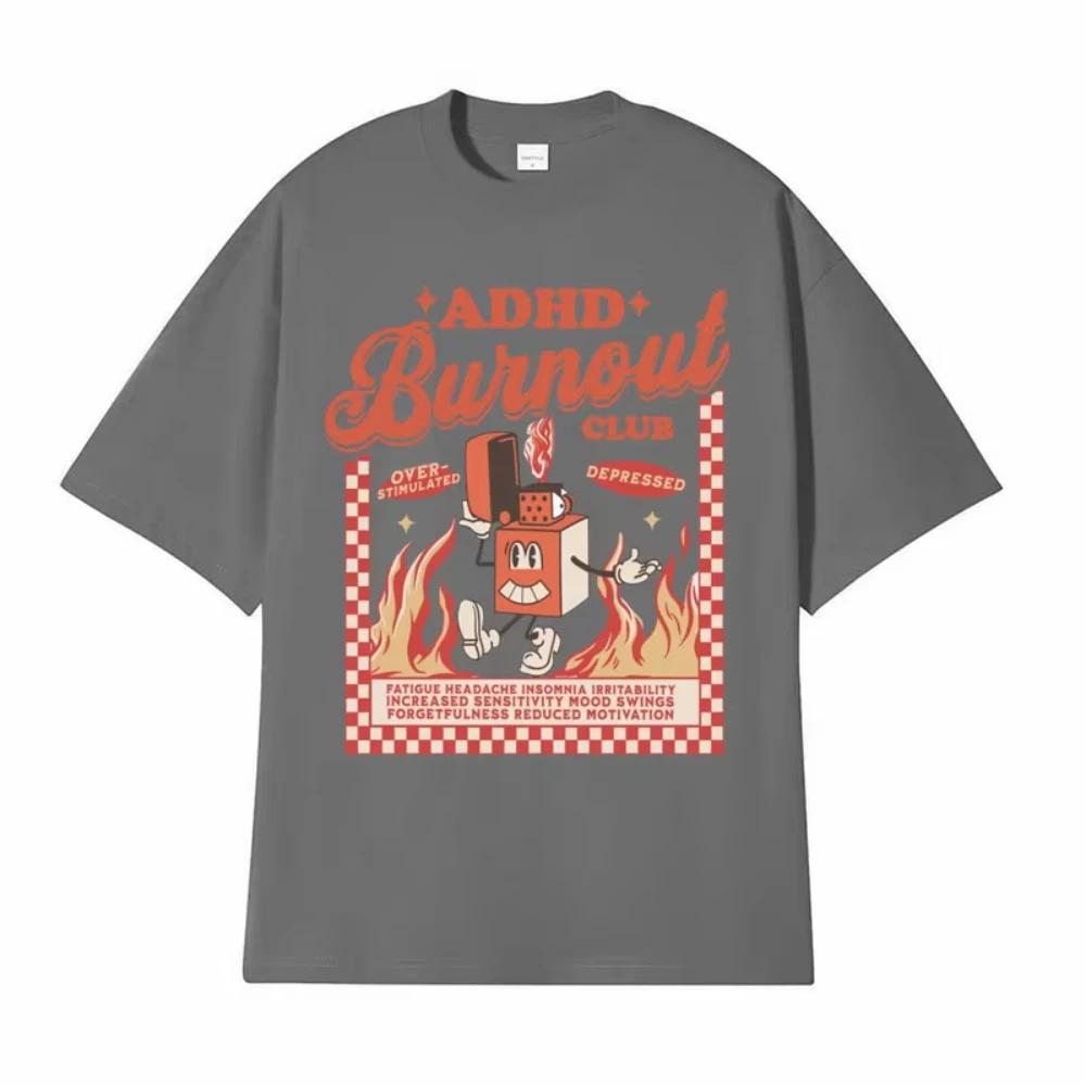 ADHD Awareness Meme T Shirt Overstimulated Funny T Shirts Short Sleeve Men Women Summer Casual Male Cotton Oversized Tshirt Tops