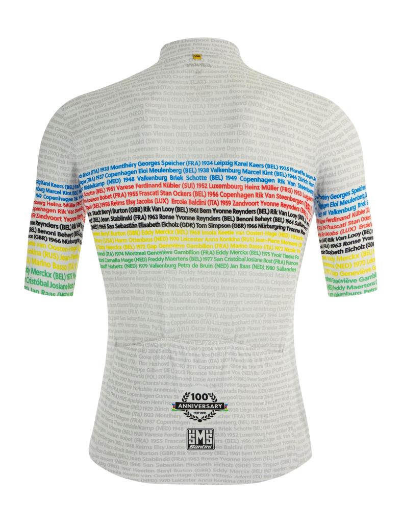 Santini Men's UCI World Cycling Jersey, White, Arc En Ciel