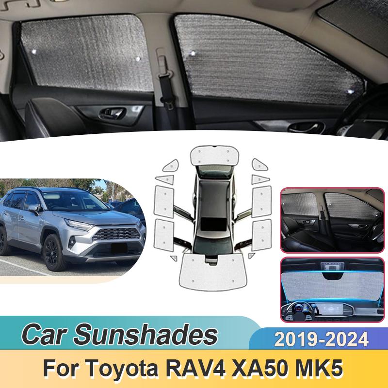 Car Sun Shades For Toyota RAV4 XA50 MK5 2019-2024 2023 Sunshade Full Covers Windshield Blackout Anti UV Visors Auto Accessories