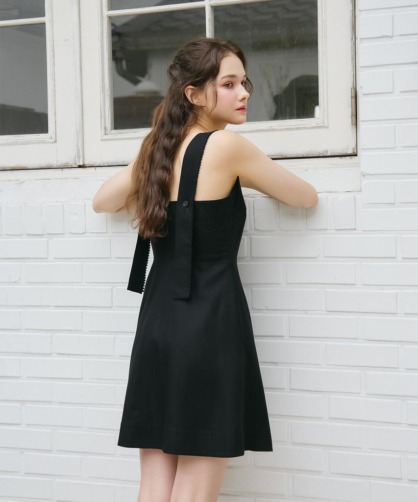 VEM.VER Lace Trim Sleeveless Dress_Black