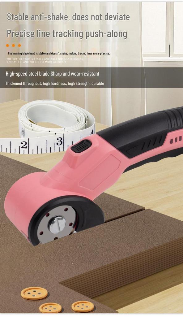 Rechargeable Round Blade Shears: Electric Fabric-Cutting Scissors for Carpet, Curtains, Leather, and Home Use.