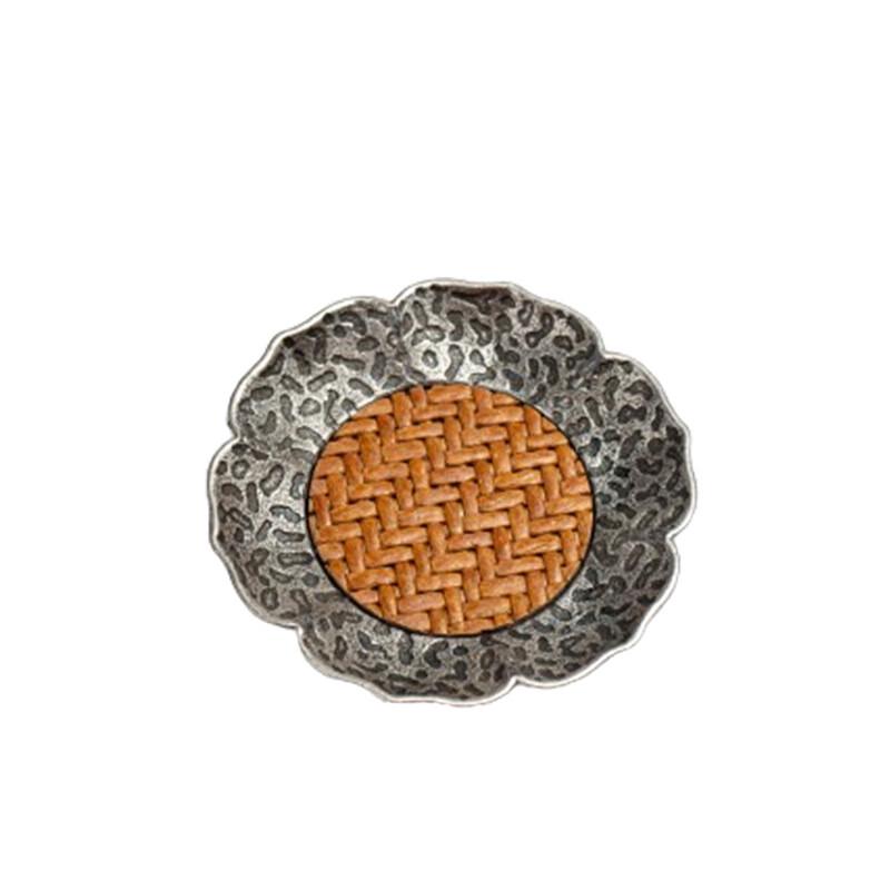 Chinese Style Hammered Alloy Rattan Coasters