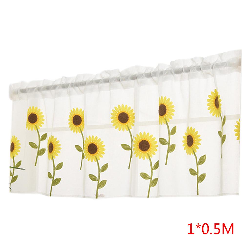 Sunflower Half Curtains Decorative Polyester Living Room Drape Valance Balcony Drapes Screening Home Decoration 0.8x0.5m