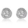 Novel Dainty Rose Design Stud Earrings for Women Charming Shiny Cubic Zircon Accessories Stylish Elegant Wedding Jewelry